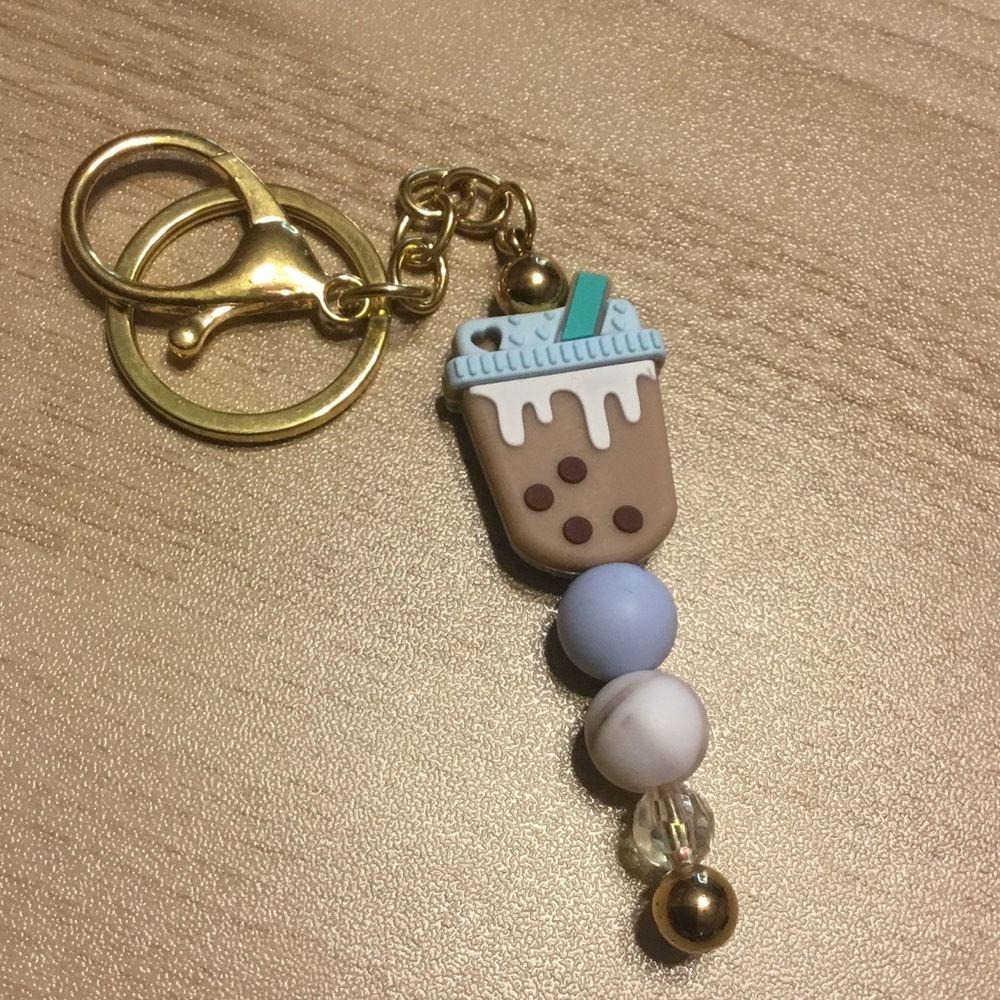Cute Bubble Tea Keychain with Beads